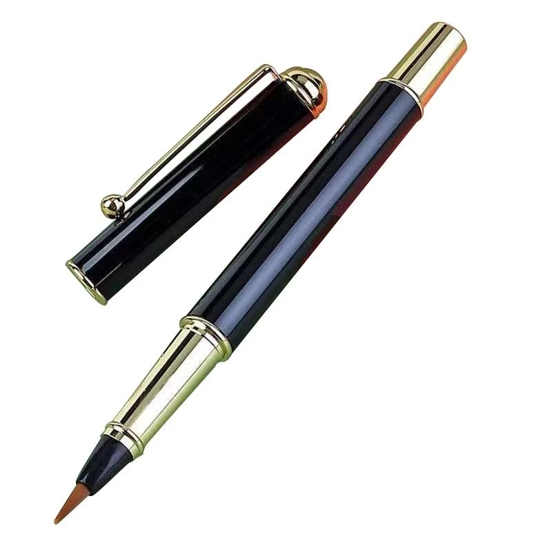 Portable Metal Chinese Brush Beginners Pen Piston-filled for Kids Small Regular Script Writing