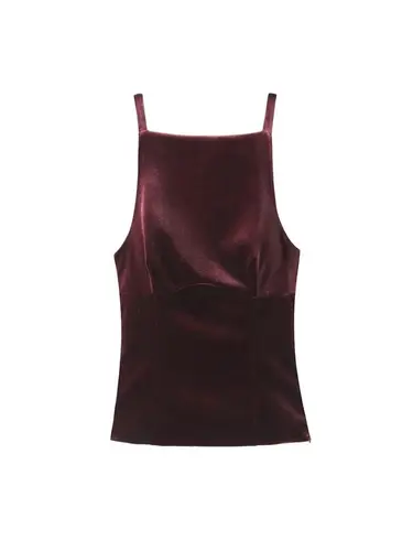 Imagen 2 del producto Camisetas sin mangas de tiras para mujer con lazo trasero, cuello recto, cremallera lateral, camisola femenina, moda sexy