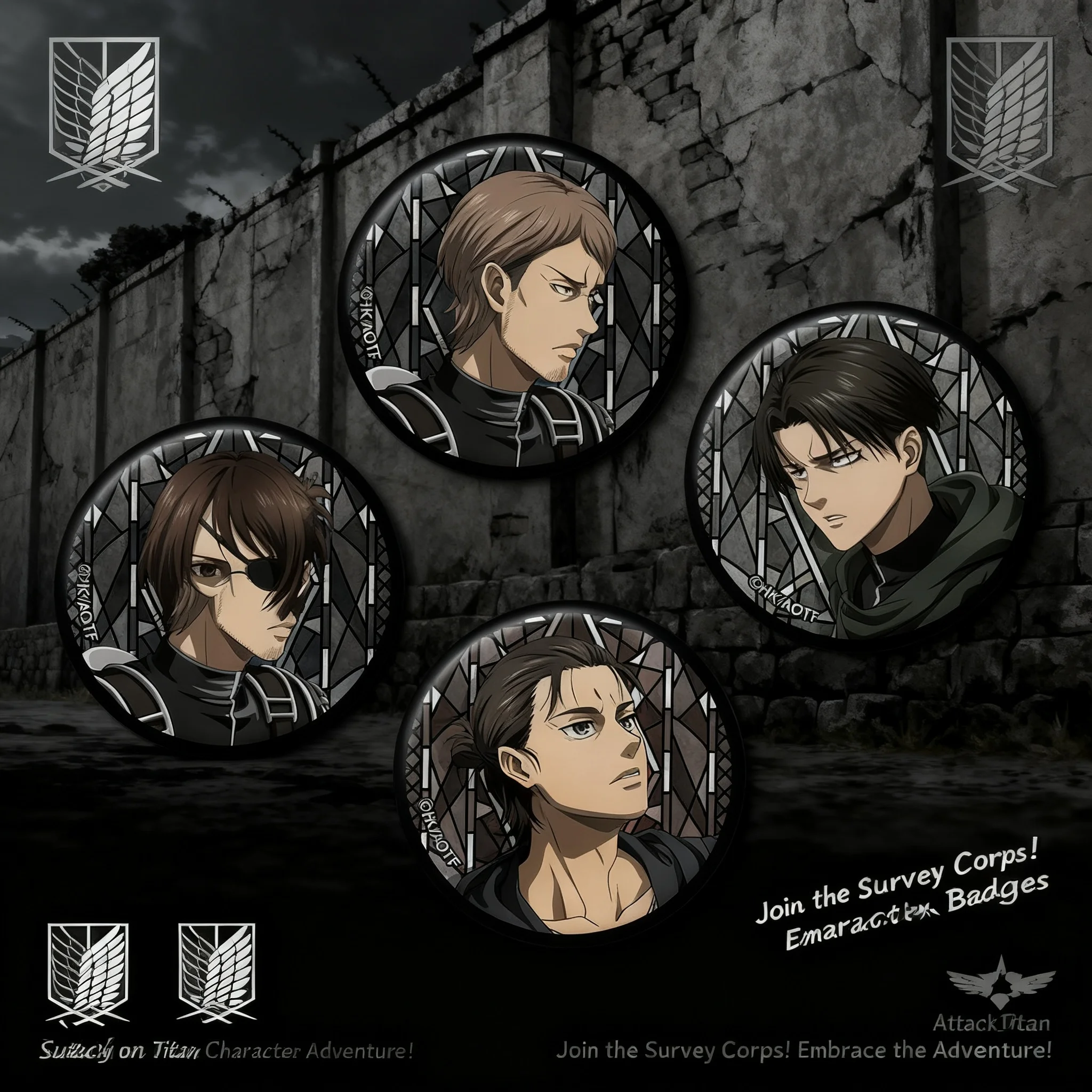 Pin Metálico Coleccionable de Ataque a los Titanes, con Personajes como Levi Ackerman y Erwin Smith, Regalo para Fans de la Serie de Anime y Manga