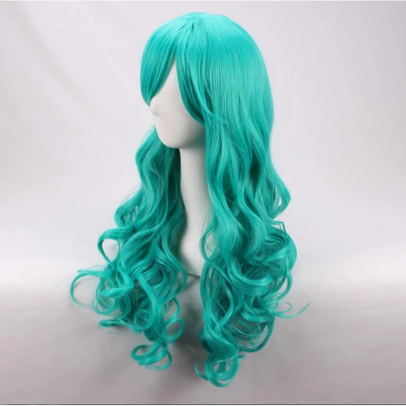 Kaiou Neptune合成コスプレウィッグ,長い巻き毛,耐熱性,キャップ付きコスプレ衣装