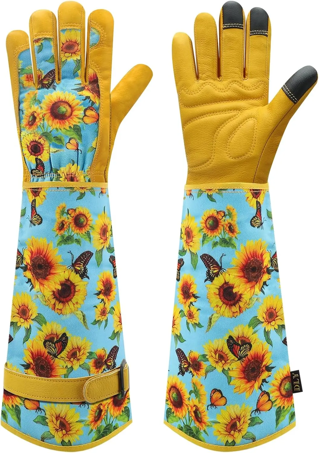 

Rose Pruning Gloves for Women, Thorn Proof, Breathable Cowhide Leather Gauntlet (Medium, Blue)