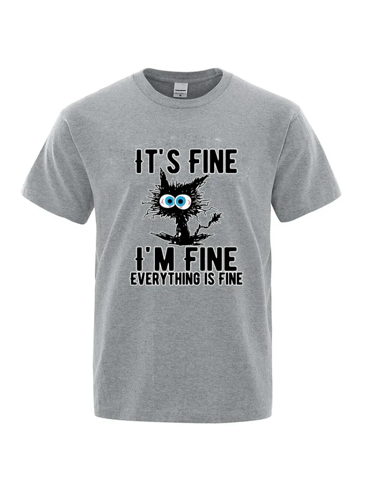 Heren T-shirt van hoge kwaliteit 100% katoen Grappig cool kat bedrukt T-shirt Casual heren T-shirt met korte mouwen voor heren T-shirt Mannelijke top - afbeelding 2