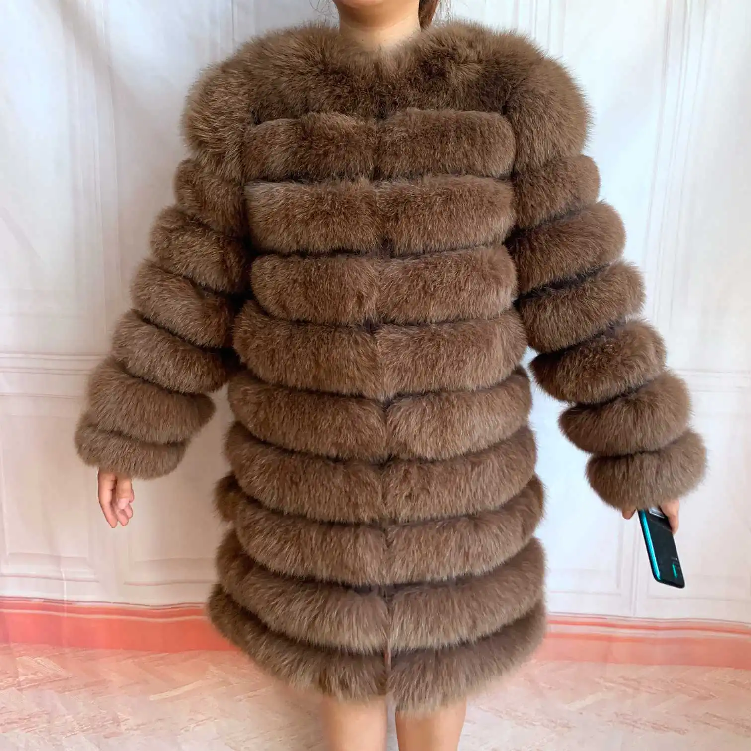 NEW 4in1 Real Fox Fur Long Coat Winter Coat for Women Jackets Vest Winter Outerwear Women Fox Fur Coat High Quality Fur Clothes