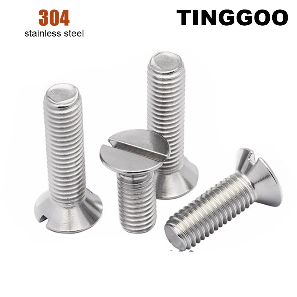 2/5/10/20/25/50pcs/lot M1.2 M1.6 M2 M2,5 M3 M4 M5 M6 M8 M10 GB68 304 Stainless Steel Slotted Flat Countersunk Head Screw Bolt