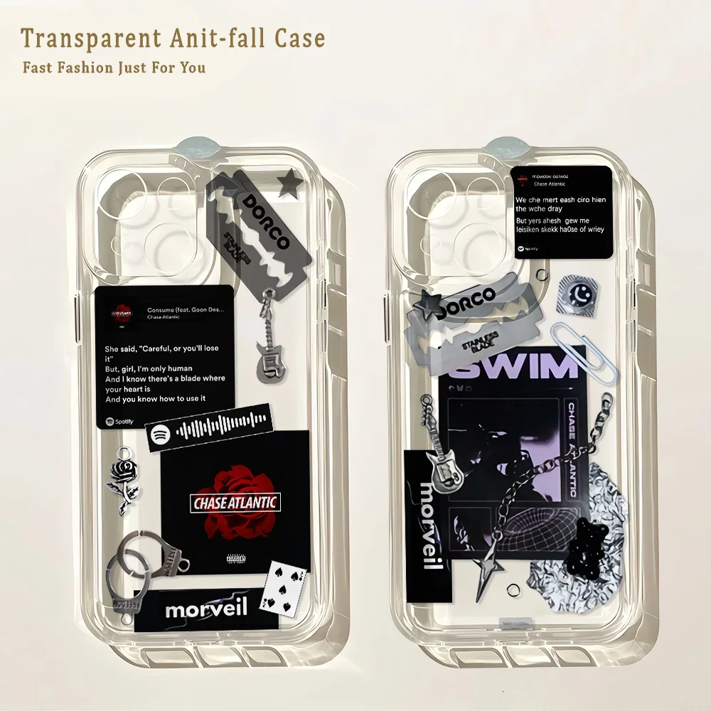 Coque de téléphone Fashion Band Chases Atlantics pour iPhone 17 16 16e 15 14 13 12 11 Mini Pro Max X XR 8 Air Plus, dos transparent