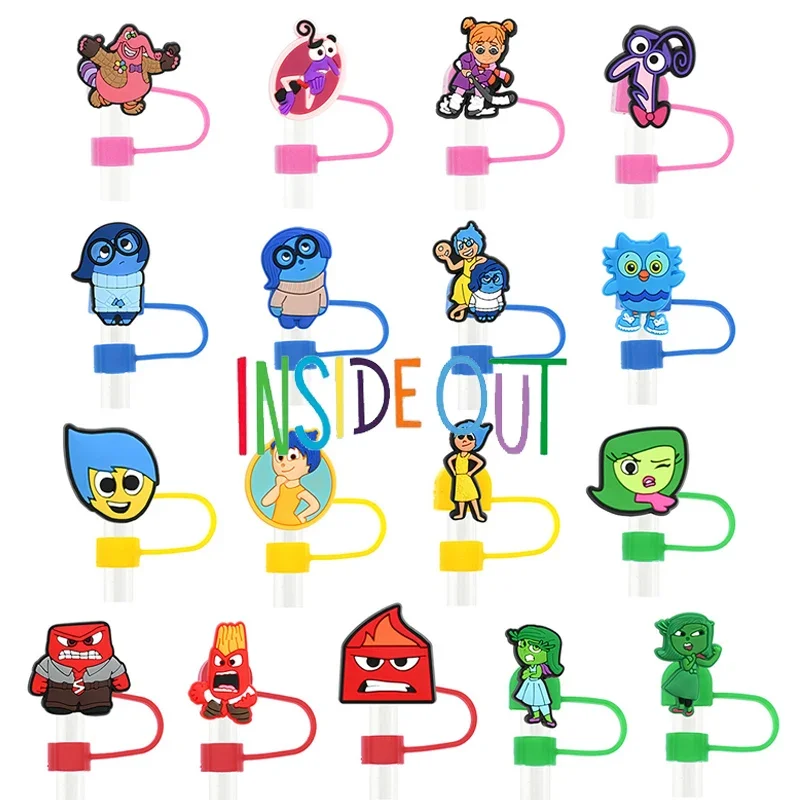Disney Inside Out 2 copertura di paglia cappello a spina antipolvere Cute Anime Figure accessori per la decorazione di paglia tappo di paglia