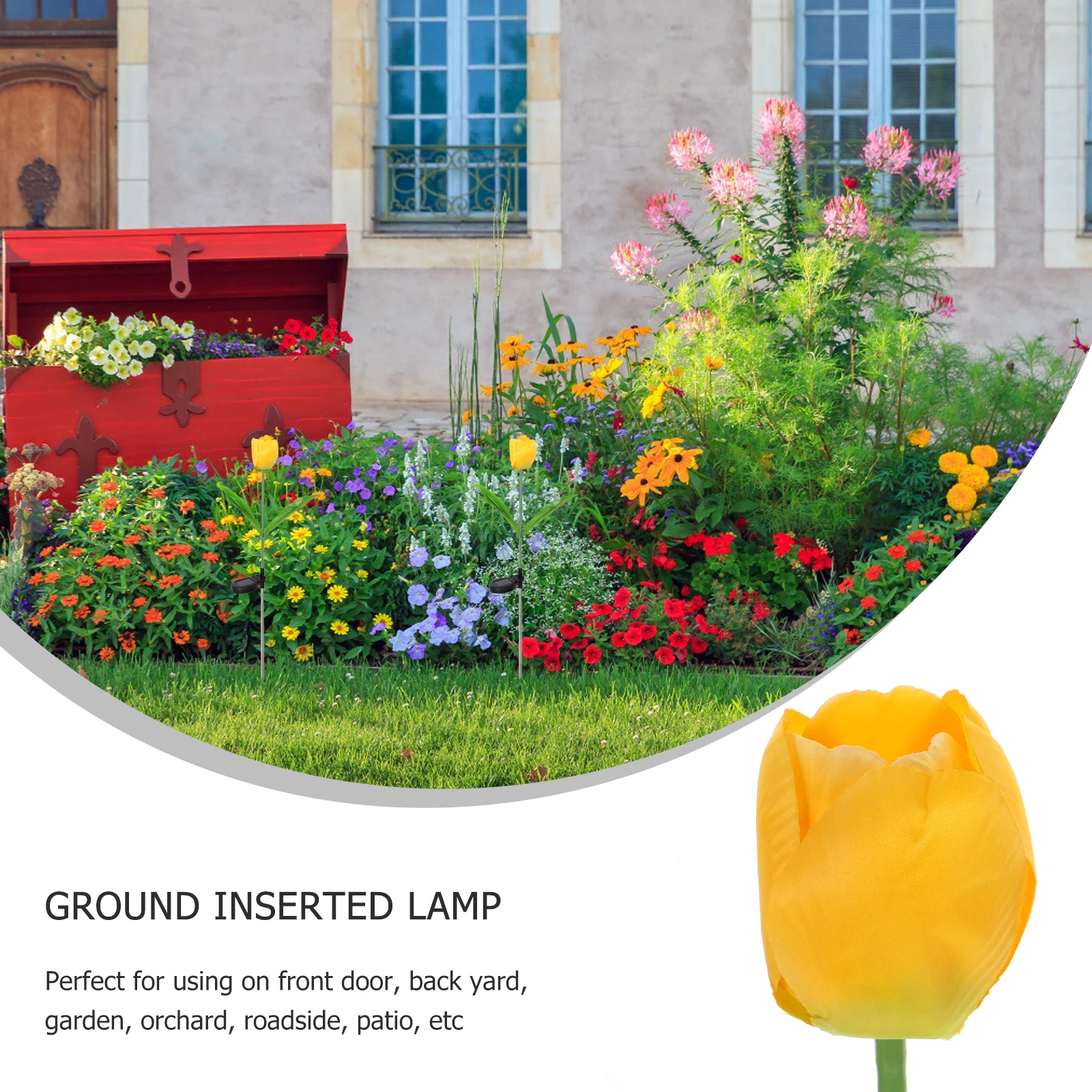 

Tulip Lamp Stainless Steel Rod Flower Simulation Decorative Garden Lighting Outdoor Solar Yard Light Path Ground Inserted Lamp