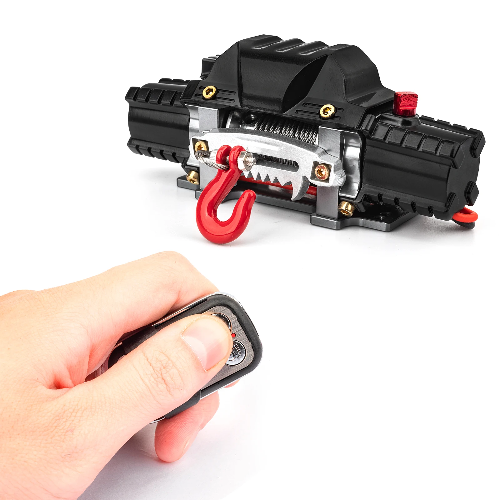 

RCZIPROY RC Upgrade Metal Dual Rubber Disc Kit with Wireless Remote Control for 1/10RC Creeping Axial SCX10 TRX4 with Rope