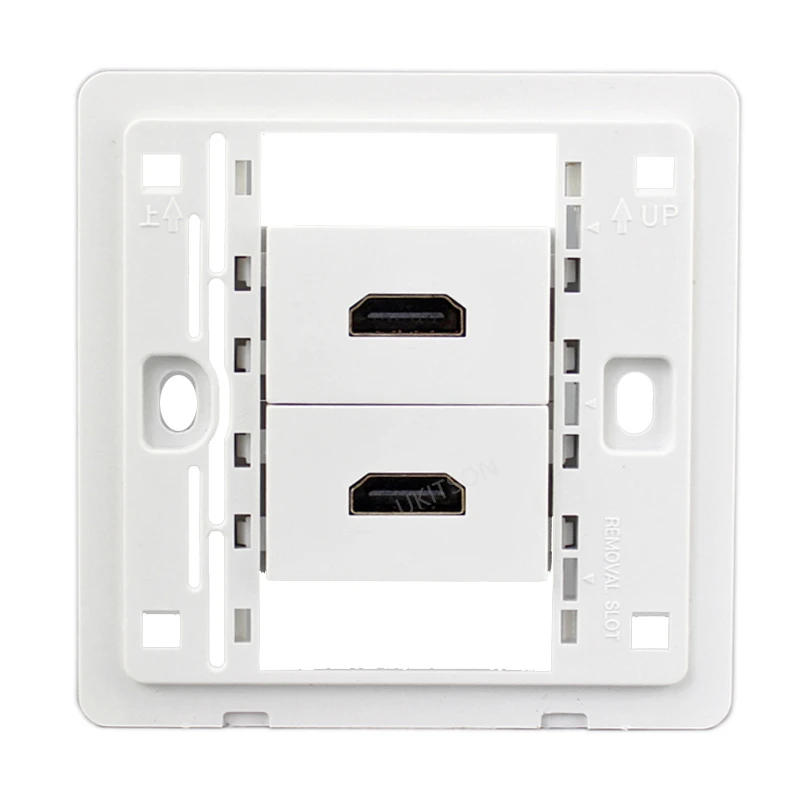 Panel de pared HDMI2.0 de 2 puertos, conector HDMI doble, Passat hembra a hembra, placa frontal para proyector HD, interfaz de DVD