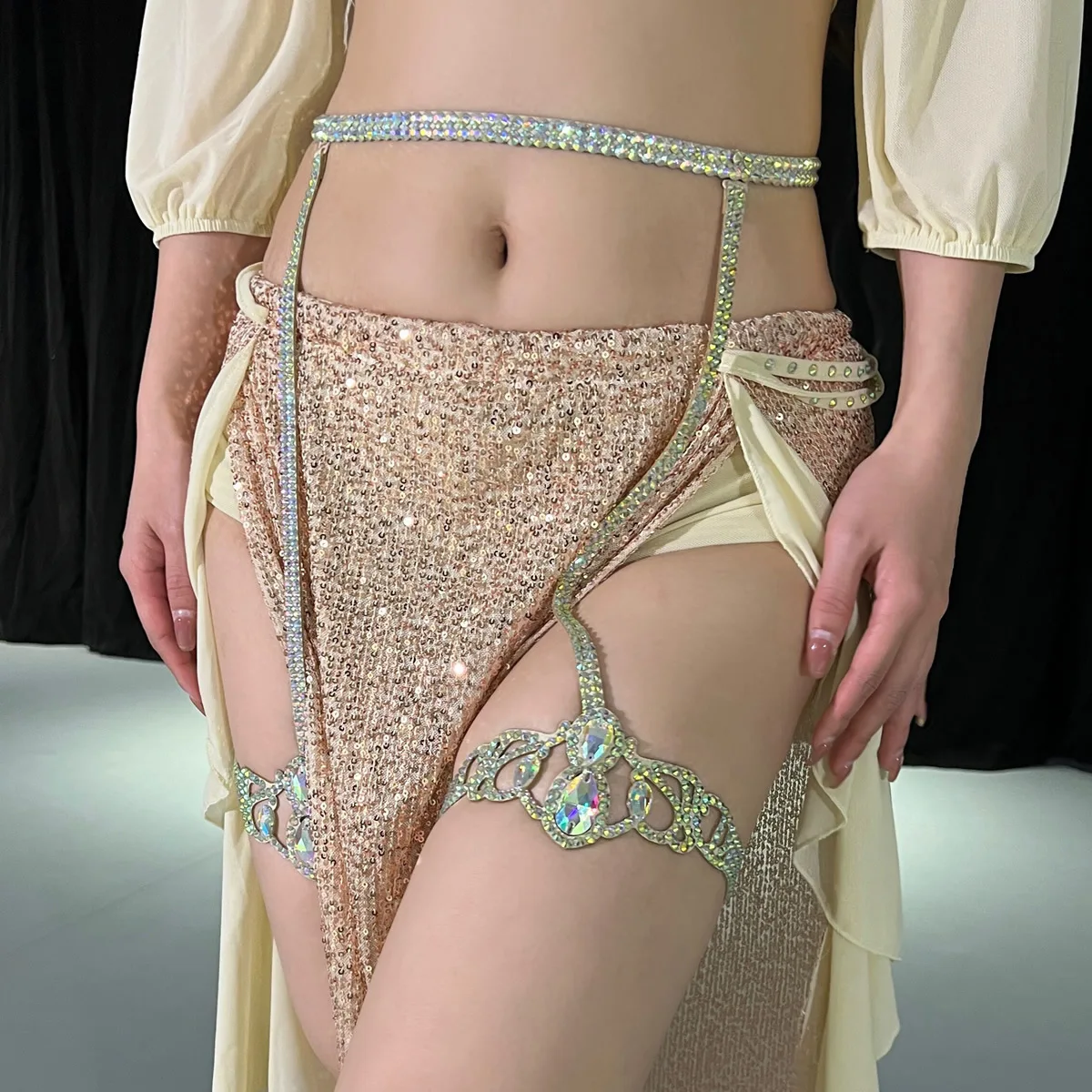 Bauchtanz-Zubehör für Damen, orientalischer Tanz, Performance, Kostümzubehör, abnehmbare Beinkette, Fußgürtel