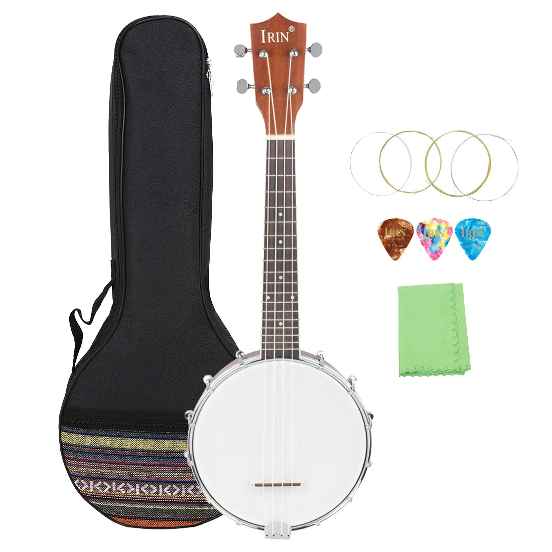 4 String Banjo, Folk Musical Instrument, 4-String Banjo Guitar, Portable Case Included