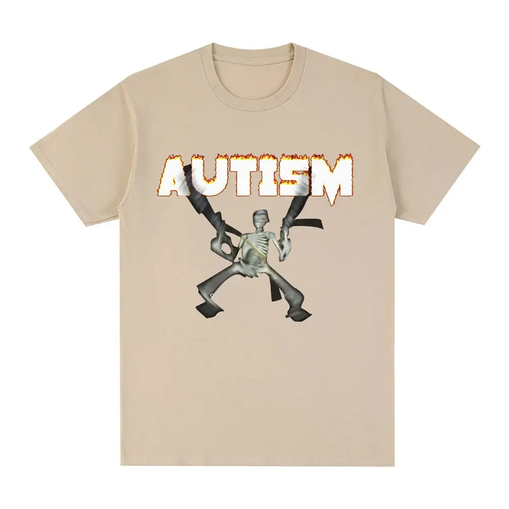 Autism Skeleton Meme T Shirt Humor Funny Skull Men Women Fashion Hip Hop T-shirt Casual Cotton Short Sleeve Oversized T-shirts