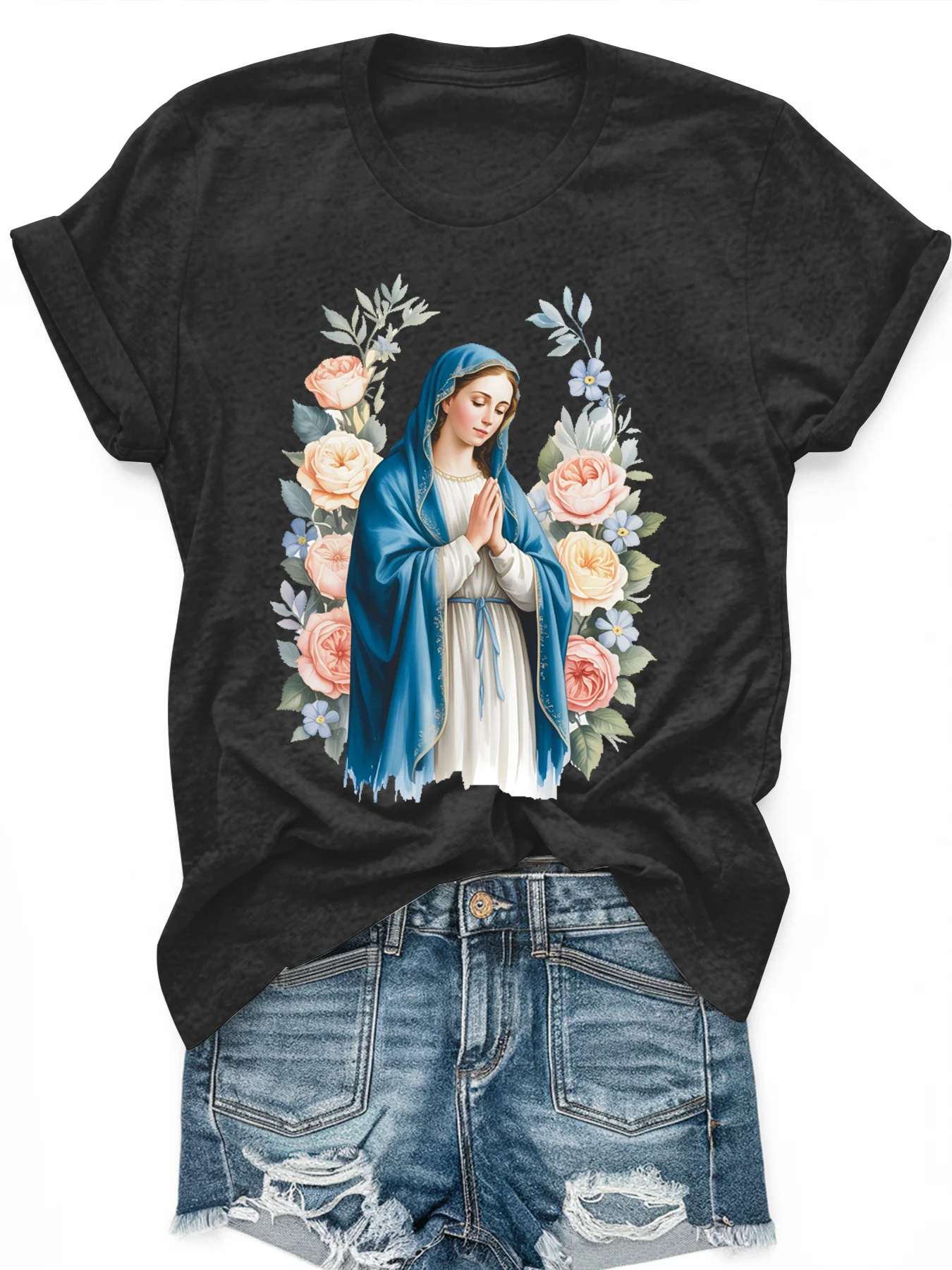 

Women's large-size printed short-sleeved T-shirt, loose and casual, soft, comfortable and breathable, outdoor sports