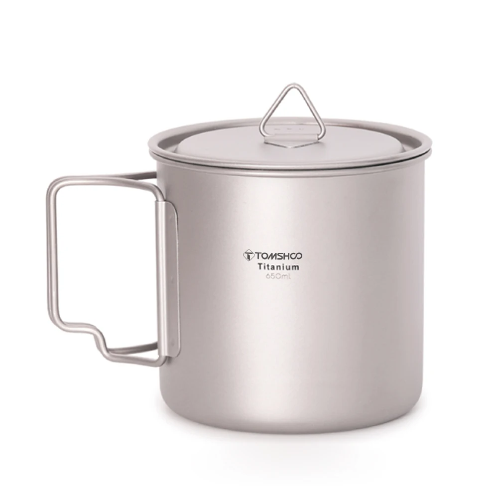 

TOMSHOO Сверхлегкая титановая чашка, портативная уличная чашка для кемпинга, пикника, чашка для воды со складной ручкой, 300 мл/350 мл/420 мл/450 мл/550 мл