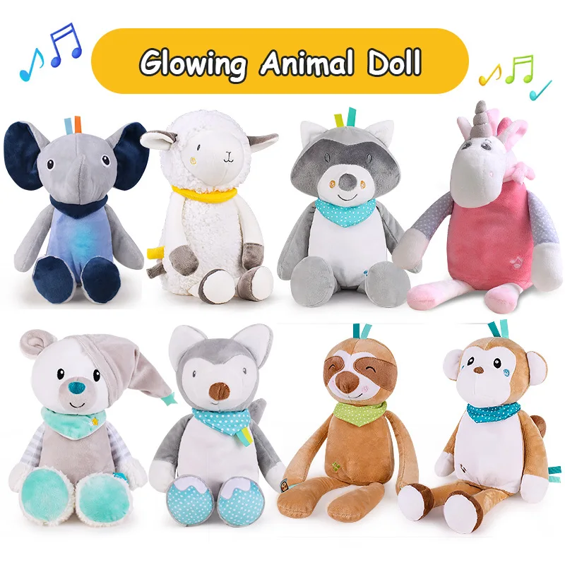 30CM Little Size Soft Animal Cartoon Pillow Cute zoon Musical star light Comfort lamp Plush Toy Stuffed Lovely Kids Birthyday