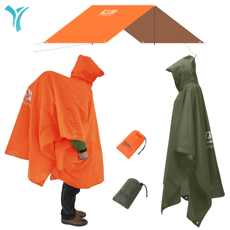 

Hooded Rain Poncho, 3-in-1 Rain Coat Versatile Survival Shelter Waterproof Breathable Lightweight Poncho for Camping,Hiking