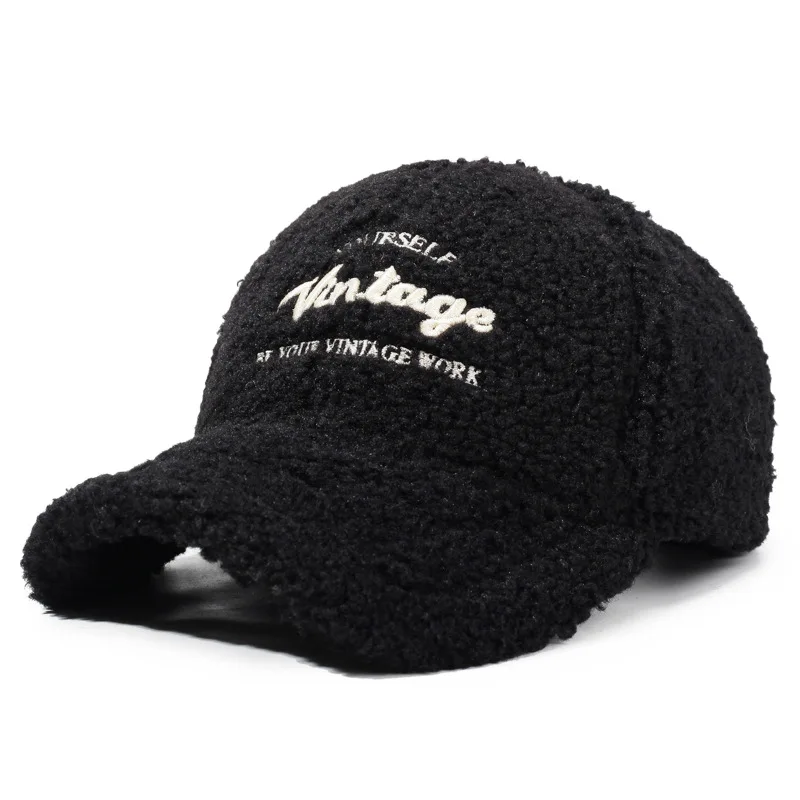 1-teilige mehrfarbige Fleece-Baseballmütze für Damen, verdickte warme Entenschnabelmütze für Herbst und Winter – Detail 1