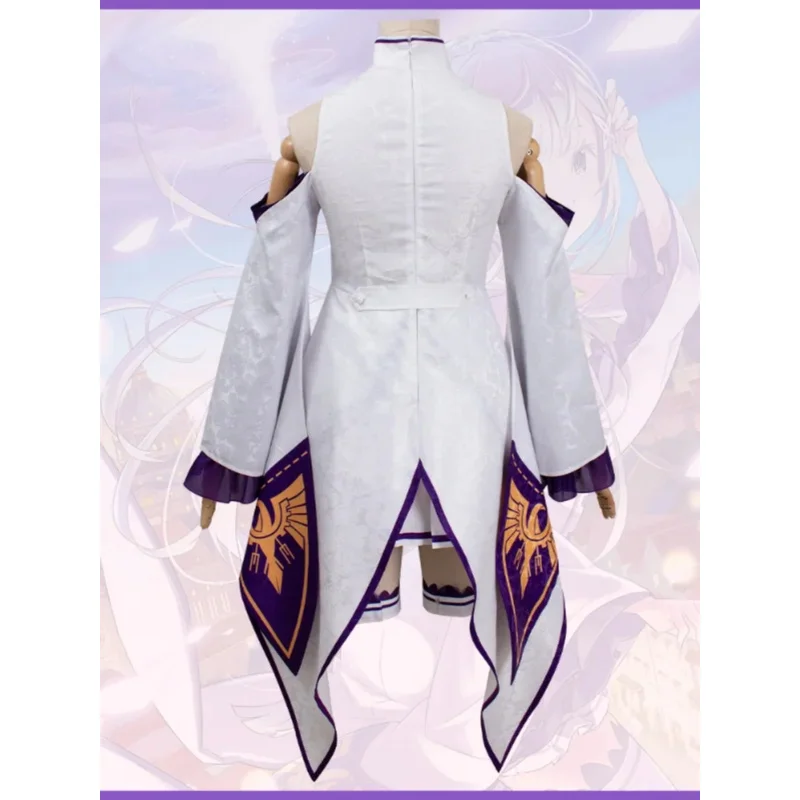 2025년 이이싱샹 애니메이션 Re: 제로부터 시작하는 다른 세계에서의 삶 에밀리아 코스프레 의상 가발 망토 여성 섹시 드레스 슈트 맞춤 제작