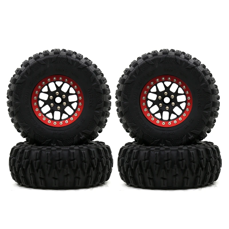 4Pcs Metal 2.2 Beadlock Wheel Rim Tires Set For 1/10 RC Crawler Car Axial SCX10 RR10 Wraith 90048 YETI Traxxas TRX-4