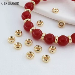 Cuentas chapadas en oro Real de 14K para pulsera, collar, venta al por mayor, espaciador de semillas, rueda dispersa, accesorios de joyería DIY