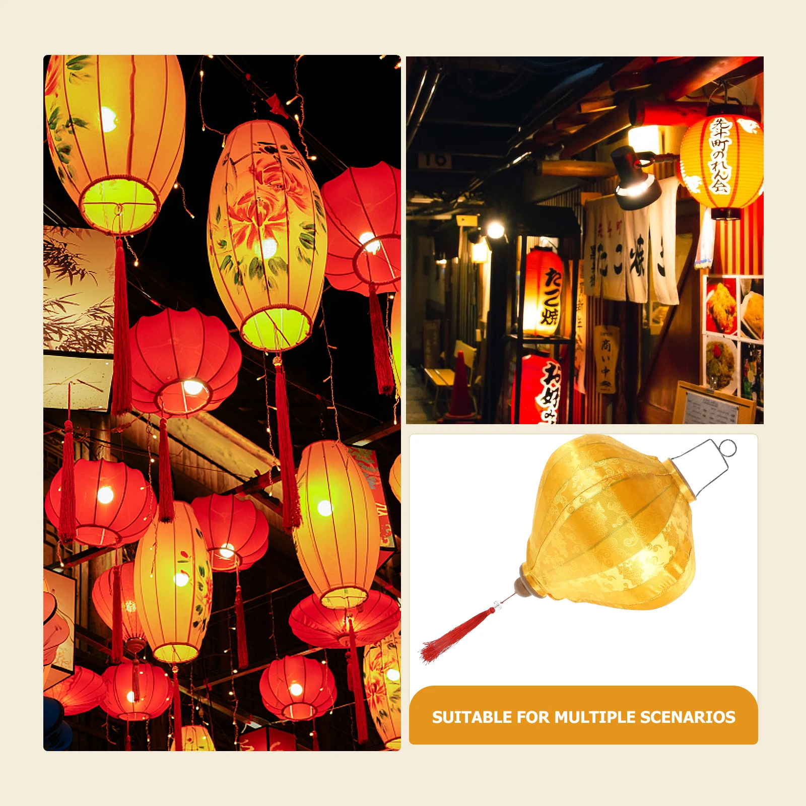 

1pc Diamond Lampshade 12 Inch Yellow Vietnamese Lantern Silk Decor Waterproof Festivals Weddings Outdoor Parties Solar Lighting