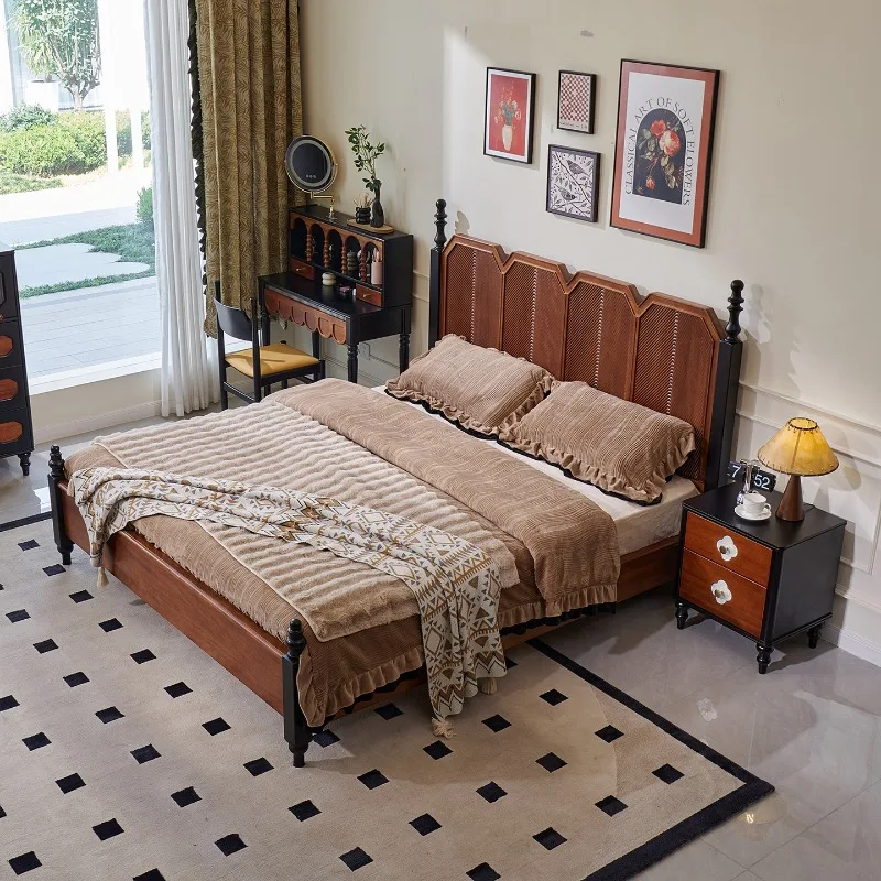 

Деревянные основания и каркасы кроватей во французском стиле ретро, современная высококачественная резная двуспальная кровать, креативная мебель для спальни Кровать Односпальная FYBB