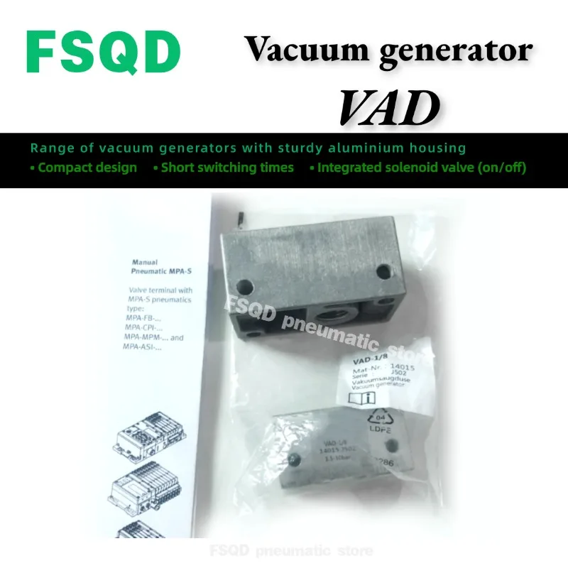 

Вакуумные генераторы VAD-M5 19293, VAD-1l8 14015, VAD-1l4 9394, VAD-3l8 19294, VAD-ME-1l8 35554, VAD-ME-I-1l4 35532, VAD-ME-I-1l4-SA