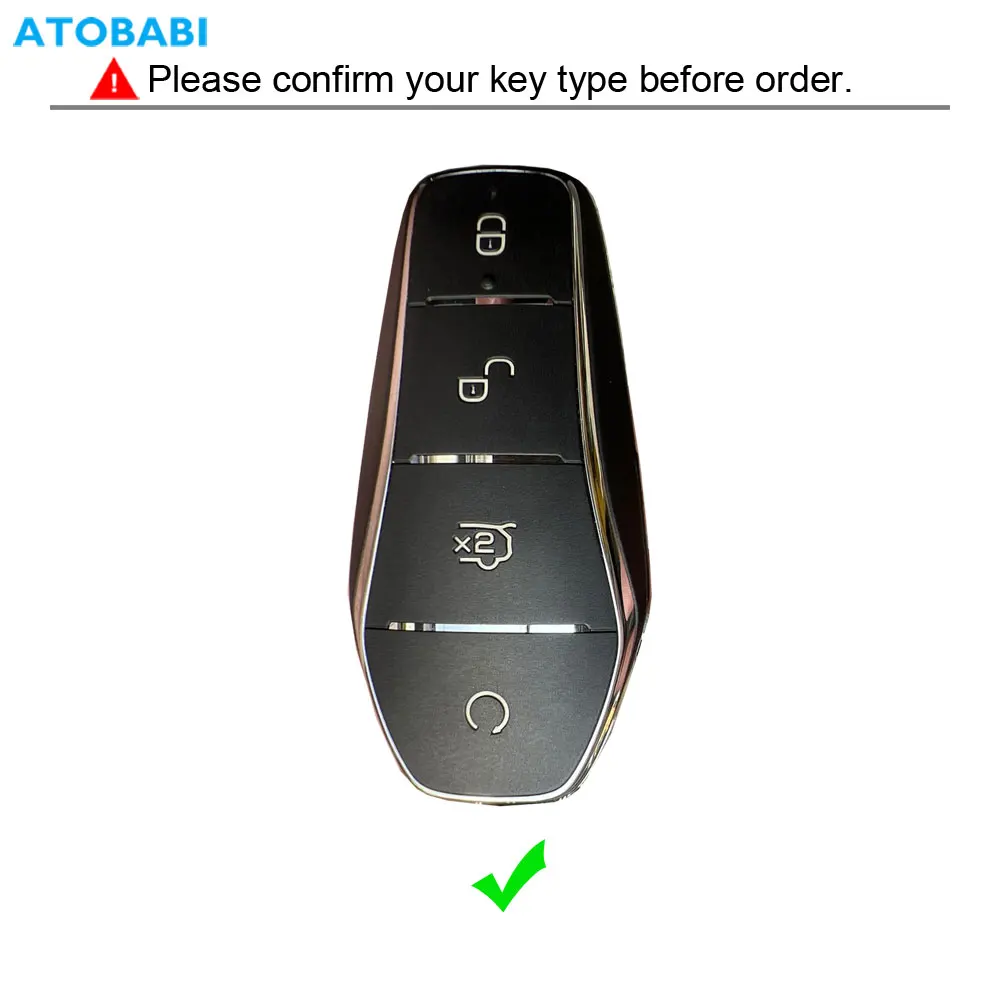 Leder-Autoschlüsselhülle für BYD Qin PLUS DM-i Yuan Song SON Han EV Seal Dolphin Tang DM Atto Smart Remote Fobs Shell Case – Detail 1