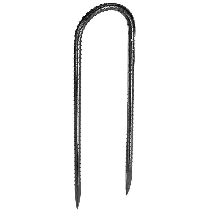 

10Inch 12 Pack Rebar Stakes Heavy Duty U Shape Galvanized Steel Ground Anchors