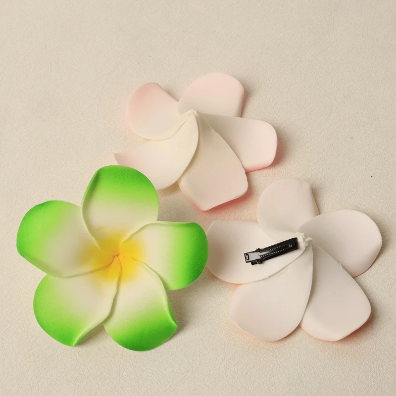 10 Stück Schaumstoff-Hawaiianische Frangipani-künstliche Plumeria-Blumenhut-Haarspangen für Zuhause, Party, Frauen, Mädchen, Hawaii, Strand, Urlaub, Dekoration – Detail 11