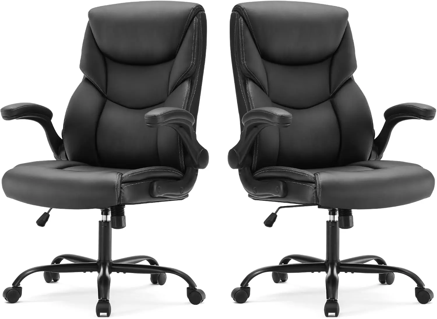 

Комплект из 2 игровых офисных кресел из искусственной кожи с поворотными колесиками, откидными подлокотниками и регулировкой высоты