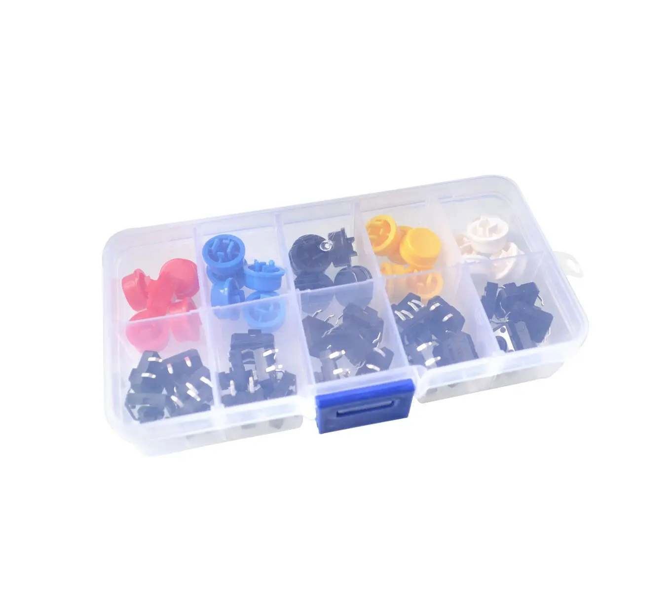 5 Colors 12*12*7.3MM Micro Switch Button Tact Cap Tactile Push Button Switch Momentary 25Pcs/Set