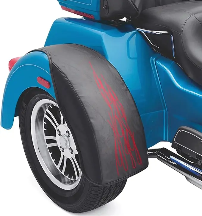 2009-2024 conjunto de sutiã de pára-choque traseiro de chama de couro artificial para Harley Trike Tri Glide Ultra Classic, 2010-2011 Street GlideTrile