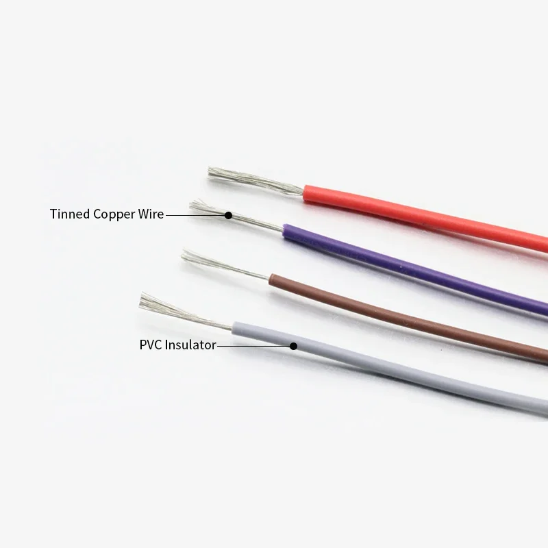 2M/5M UL1007 PVC Tinned Copper Wire Cable 16/18/20/22/24/26/28/30 AWG White/Black/Red/Yellow/Green/Blue/Gray/Purple/Brown/Orange