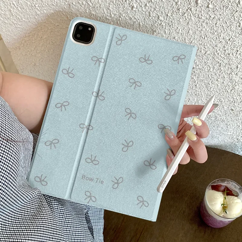 

Korean ins Blue Bow Aesthetic for iPad Case iPad 11/Air 7/6/Pro 5/4/9/8 (A16) - Versatile Book-Style Protective Cover for Girls
