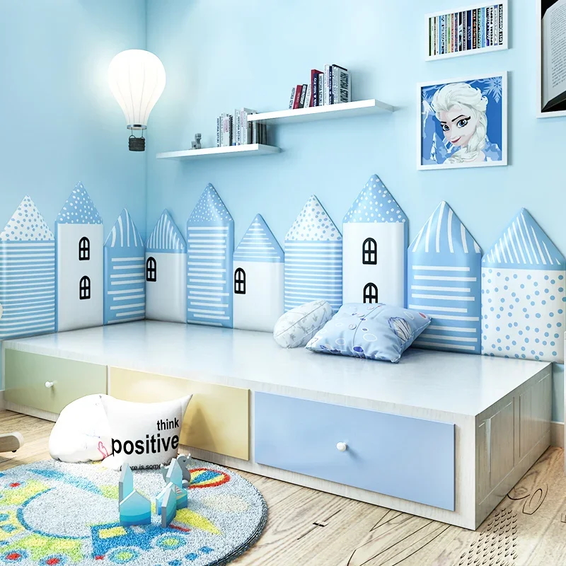 Cabeceiras de cama adesivo de parede menino menina criança decoração do quarto anti-colisão cabeceira quarto tatami painéis frontais auto-adesivo cabecero