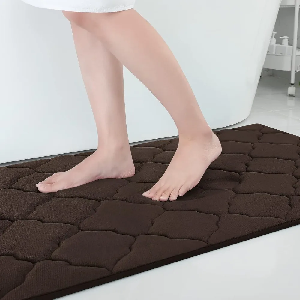 

Memory Foam Bath Mat Rug 70x24 Ultra Soft Non Slip and Absorbent Bathroom Rug Machine Wash Dry Comfortable Tub and Shower, Brown