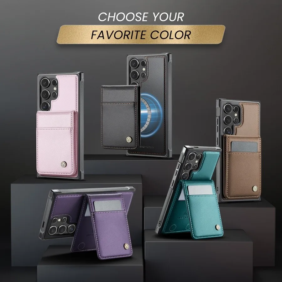 Magnetic Detachable Rfid Blocking Leather Wallet Case Wireless Charge Cover for Samsung S22 Plus S23 FE S24 S25 Edge S26 Ultra