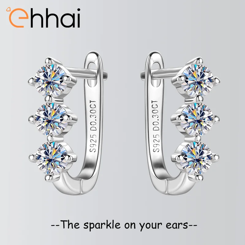 

Ehhai 0.1ct Round Moissanite U-shaped Hoop Earrings for Women S925 Sterling Silver Huggie Earring Fine Jewelry Gift Pendientes