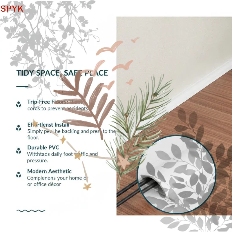 Soft PVC Self Adhesive Cable: Concealer Flame Retardant Home Office Floor Wall Management