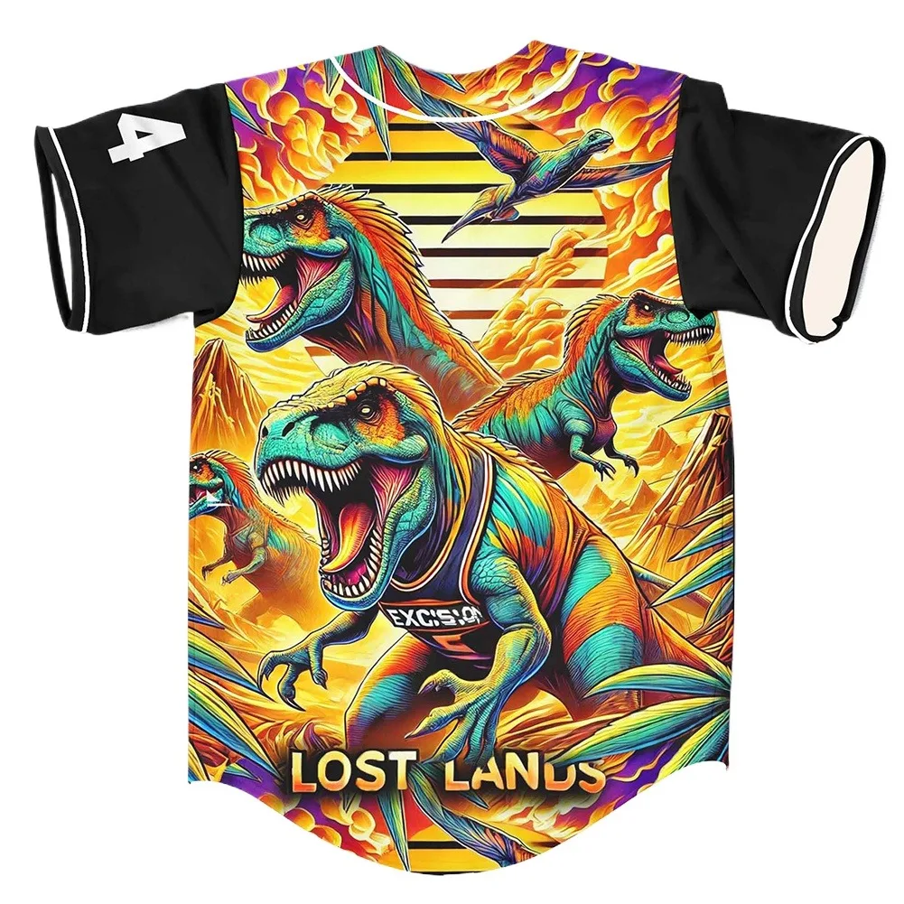 Excision Lost Lands 2024Baseball Jersey Merch Men/Women Harajuku Thin button Baseball uniform Oil Slick Baseball Jersey