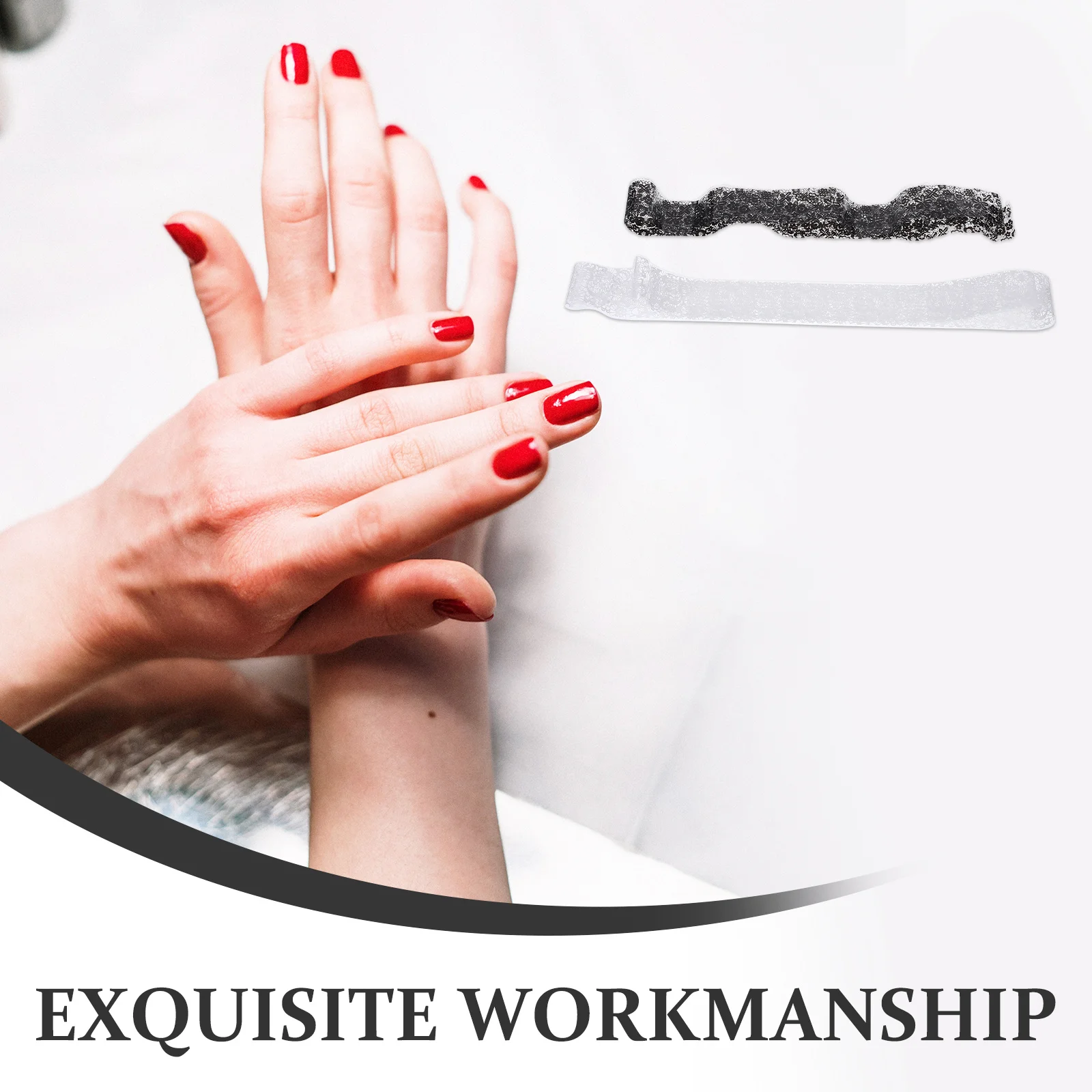 สติกเกอร์ติดเล็บลายลูกไม้ 2 กล่อง 20 ม้วน สีดำขาว สำหรับตกแต่งเล็บด้วยตัวเอง งานฝีมือประณีต พร้อมกล่องเก็บ