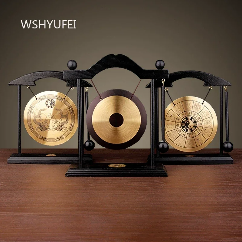 Copper Gong Ornaments Alloy Wind Chime Chinese Home Decoration Living Room and Office Decorations Handicraft Figurines