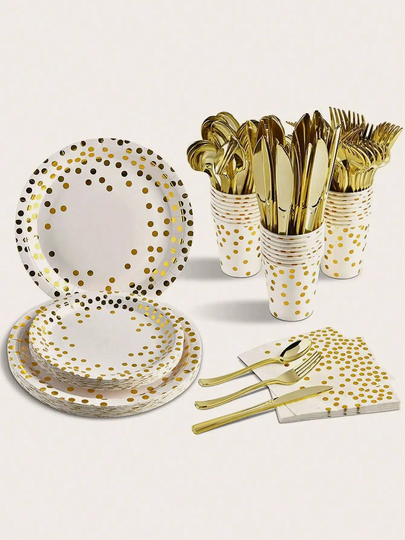 200PCS Disposable Paper Plates and Napkins Set – 9” & 7” Plates, Cups, Straws, Napkins ... - SKU DCS14304 - UGI Pack...