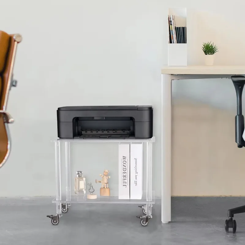 Nordic style transparent acrylic table light luxury printer bracket multi-functional cart mobile side shelf