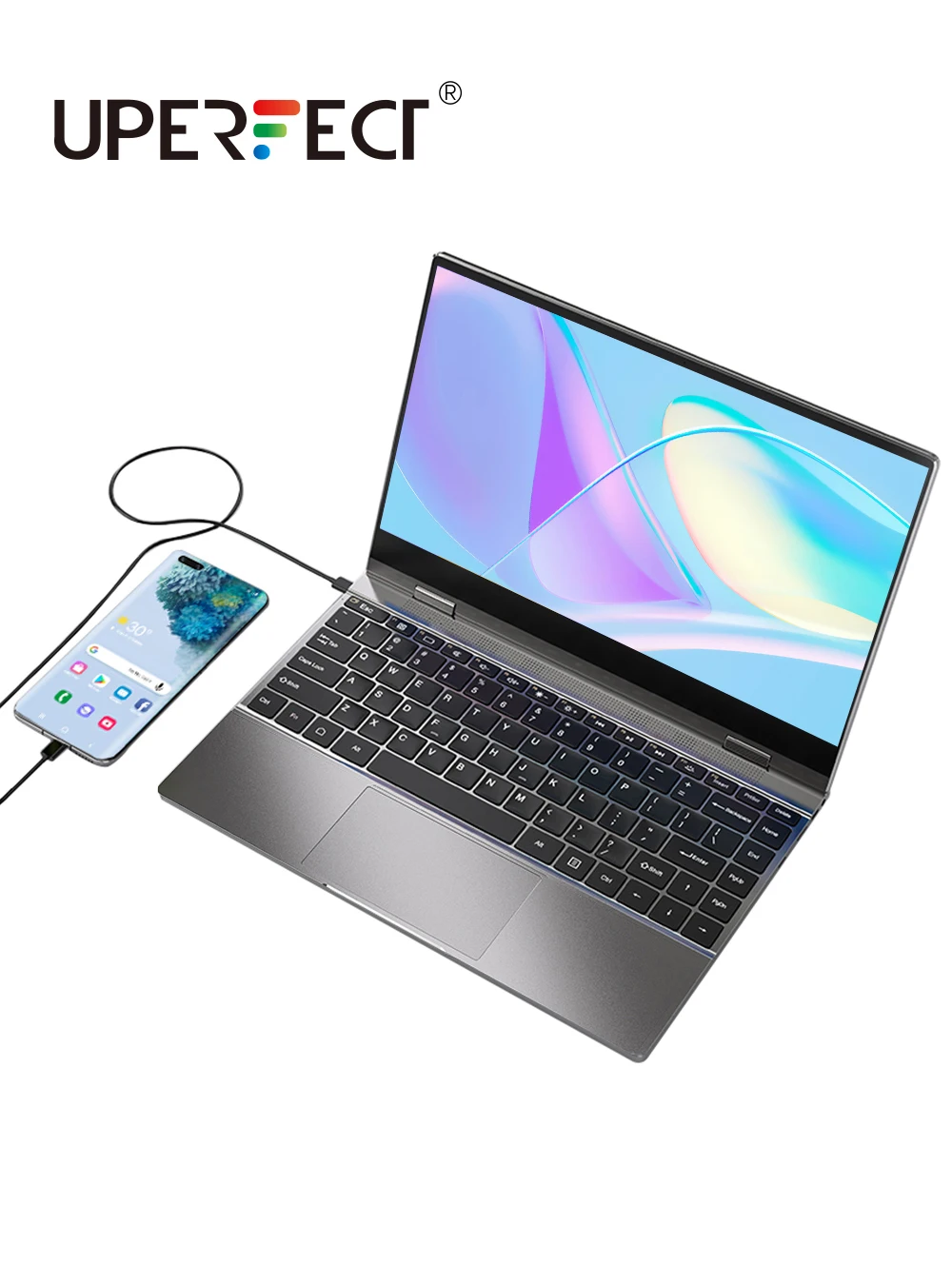 UPERFECT X Monitor portátil recargable Pantalla táctil Pantalla de 13 pulgadas con teclado Batería incorporada de 10000 mAh Pantalla de teléfono móvil Lapdock para HUAWEI Proyección fácil Samsung DeX