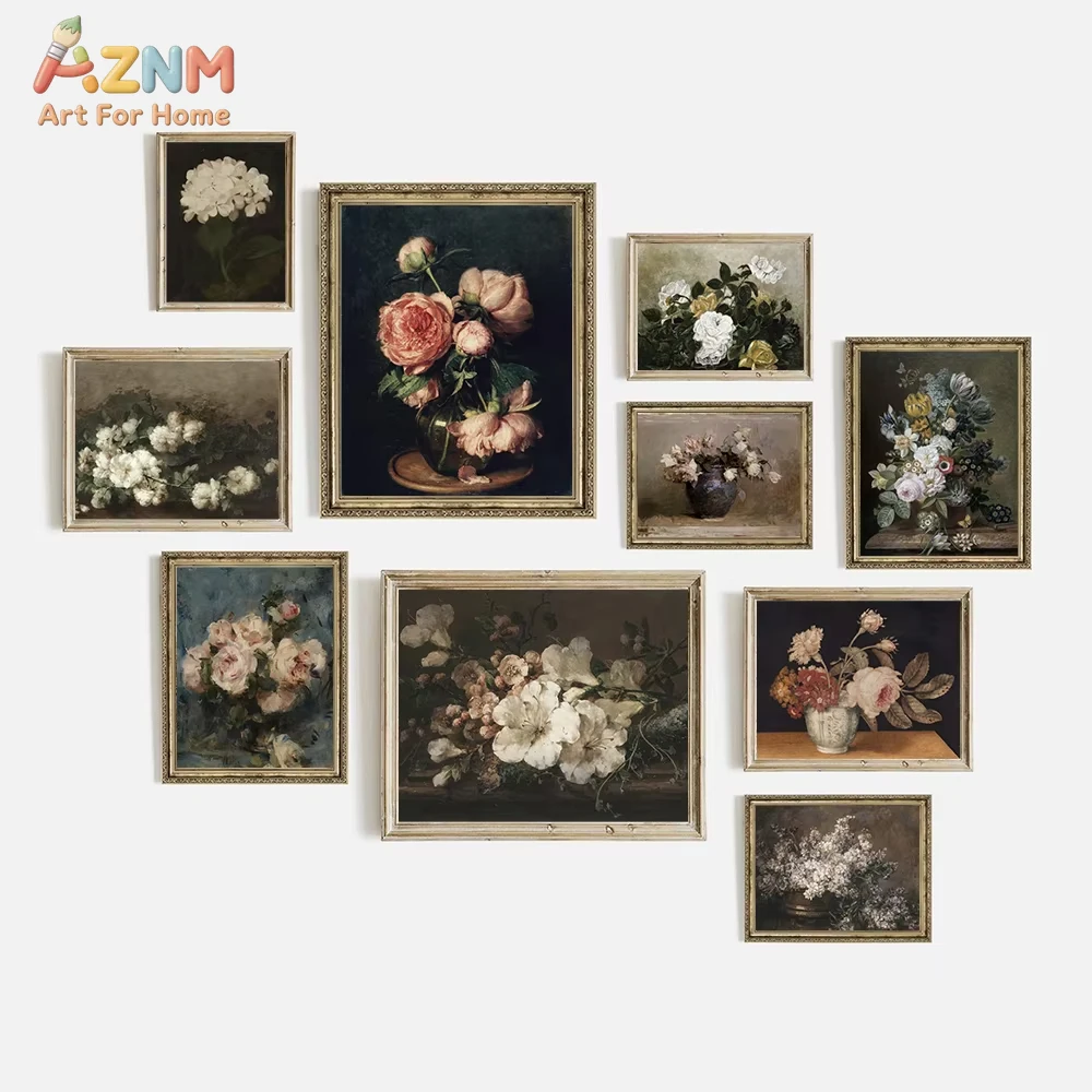 

1pc Flower Still Life Oil Painting Canvas Yellow White Roses Green Leaves Vintage Poster Gallery Wall Art Pictures Home Decor