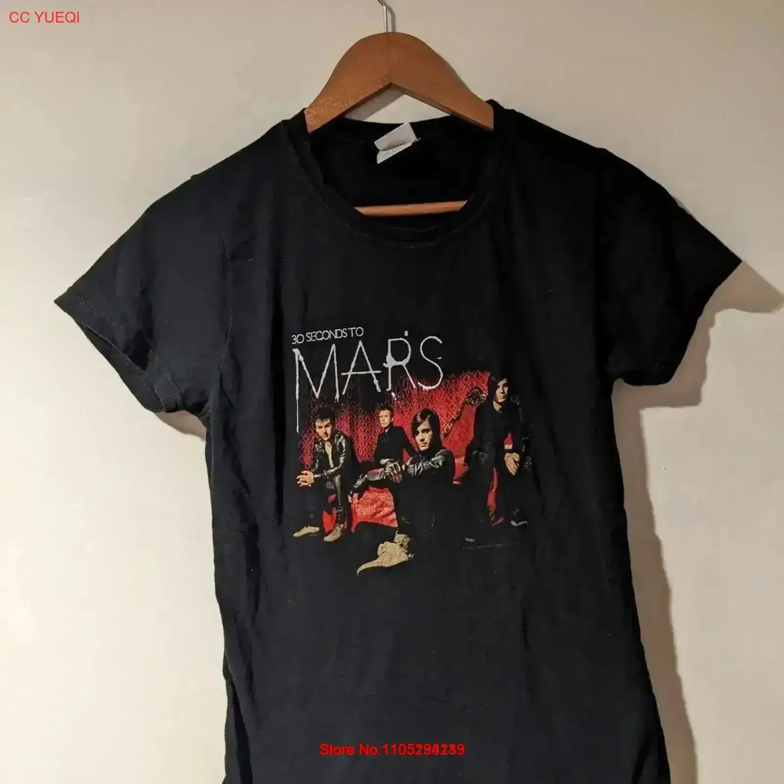 Vintage 2006 30 Seconds to Mars Women's Black Large T Shirt Washed Breathable Slightly Stylish fashion Soft vintage Washed