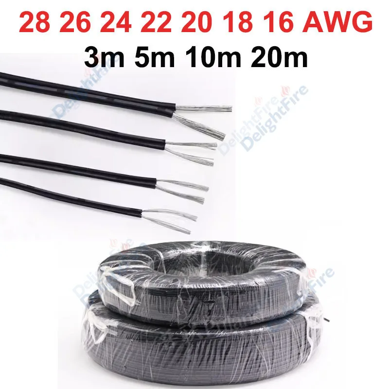 

2Pin Electrical Wires Tinned Copper 3/5/10/20m Insulated PVC LED Extension Cable 28 26 24 22 20 18 16 AWG for LED Light Battery