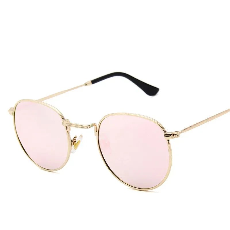 RBRARE 2023 Vintage Metal Polarized Sunglasses Men Luxury Alloy Glasses Retro Small Sun Glasses Pink Mirror Shades For Women